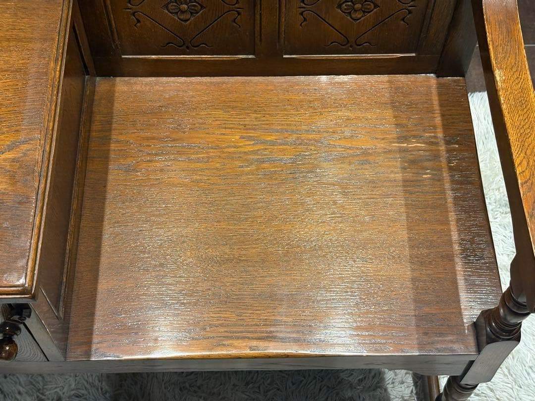 希少　英国　イギリス　テレフォンベンチ　ベンチ　オーク材　アンティーク SH