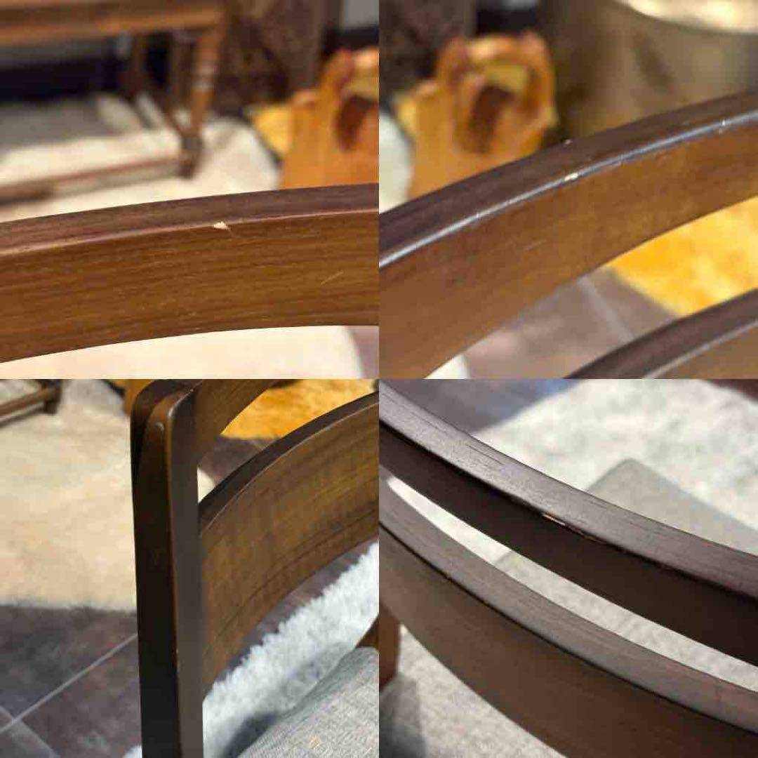 シンプル　モダン　ビンテージ　ウォールナット　ダイニングチェア　4脚セット　H