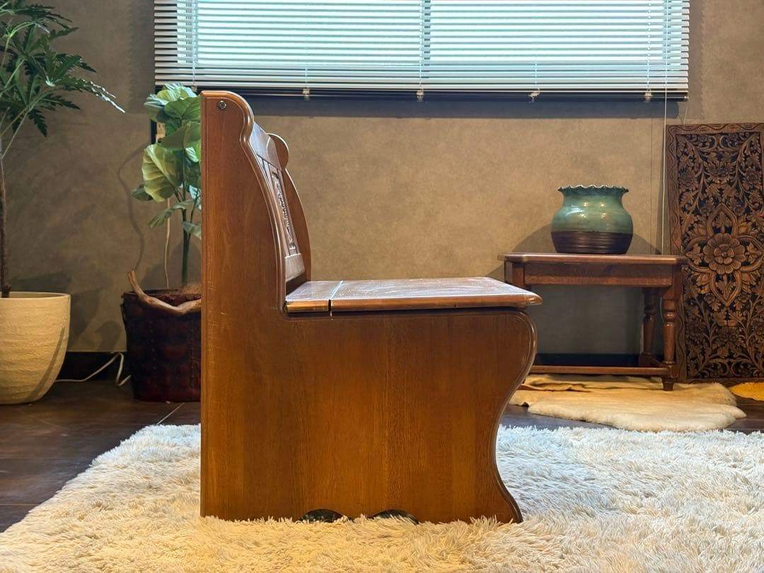 ヴィンテージ　カントリー　ベンチ　ウッドベンチ　収納ベンチ　2人用