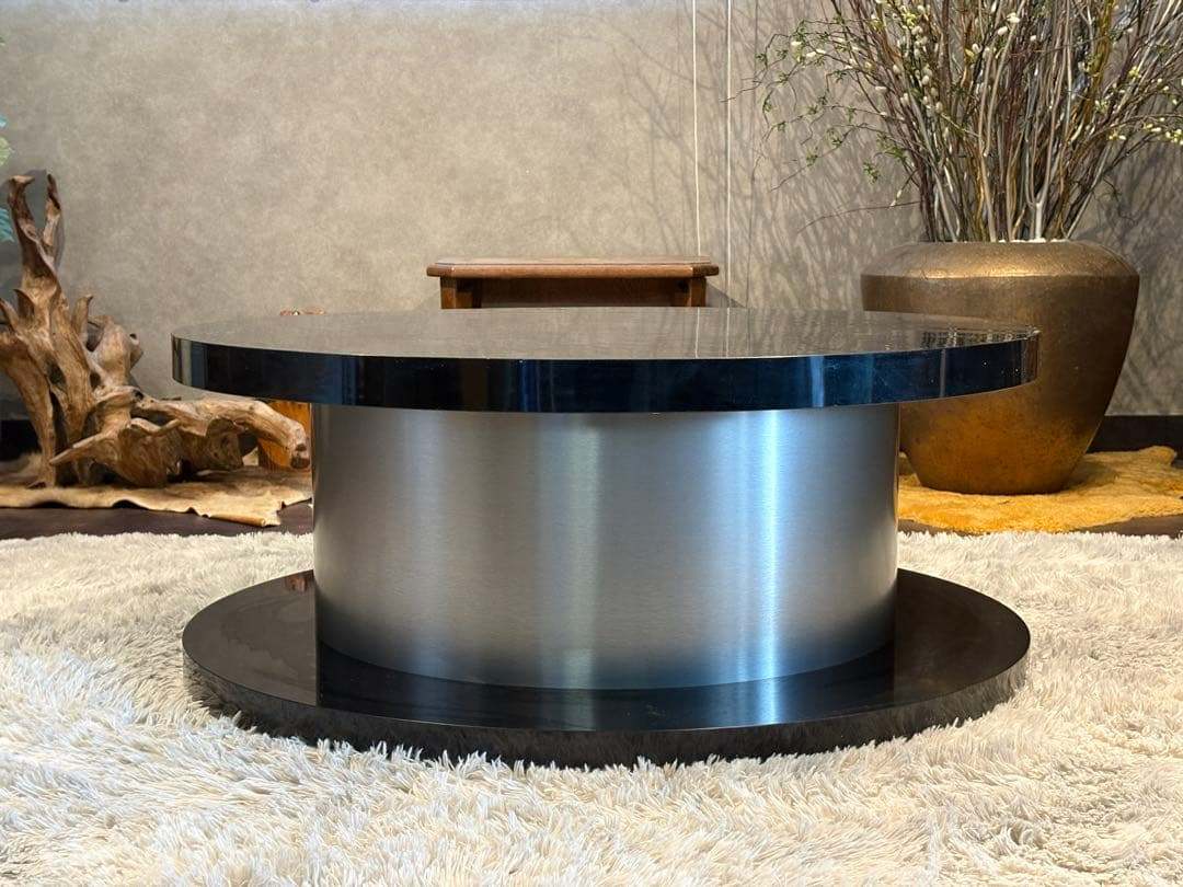 ラウンドテーブル センターテーブル 円卓 ブラック モダンデコ nZ