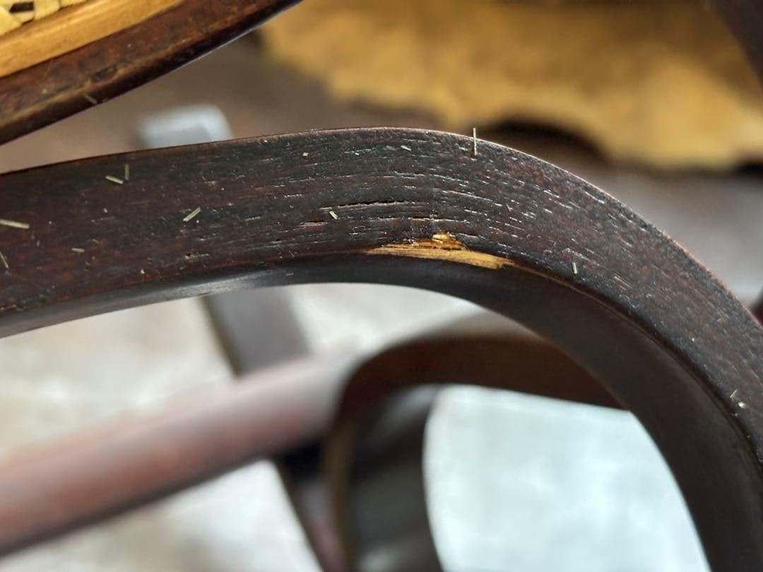希少　ラタン　ロッキングチェア　背もたれ　カゴメ編み　ヴィンテージ　SG