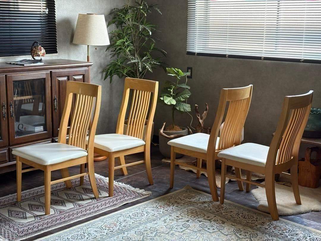 IDC 大塚家具 4脚セット ハイバックチェア モダン ナチュラル nZ