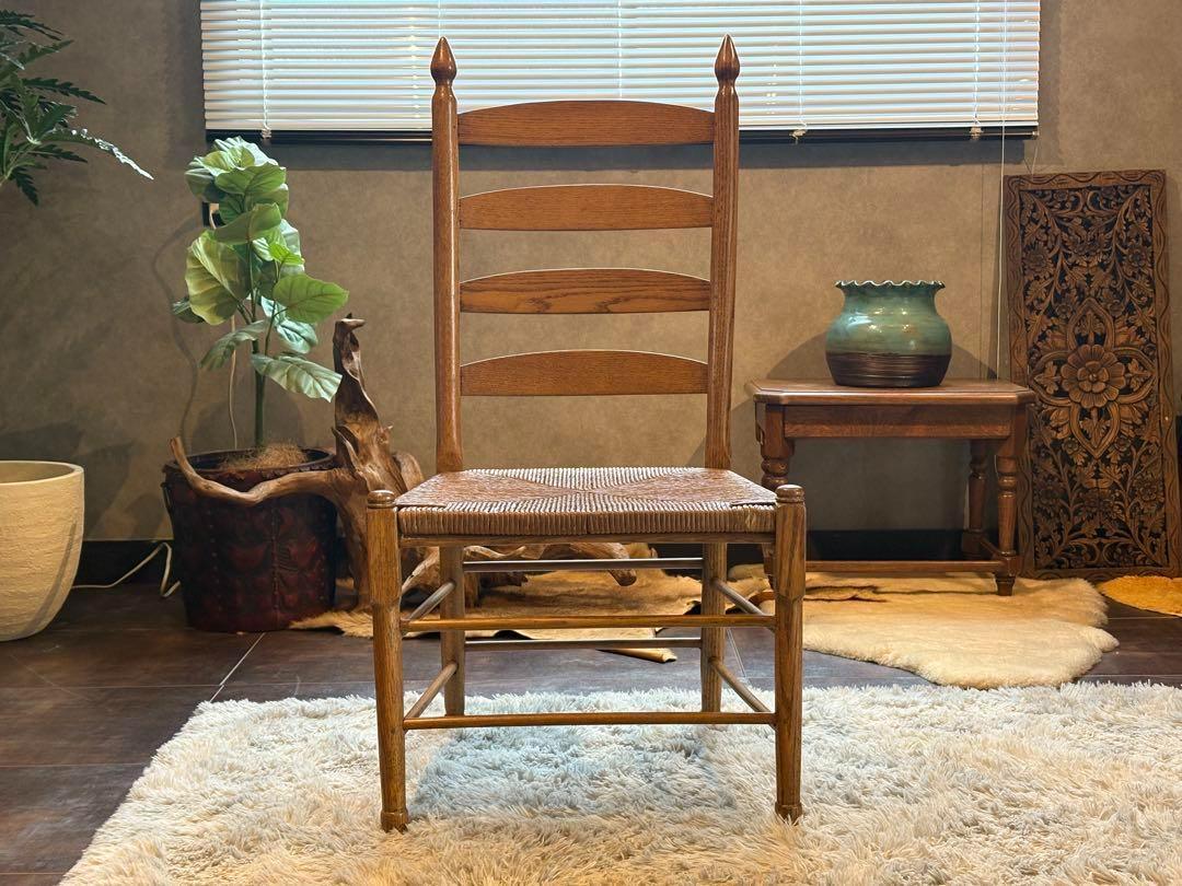 ①　アンティーク　ヴィンテージ　オリバー　ラッシュシート　ハイバックチェア　GZ