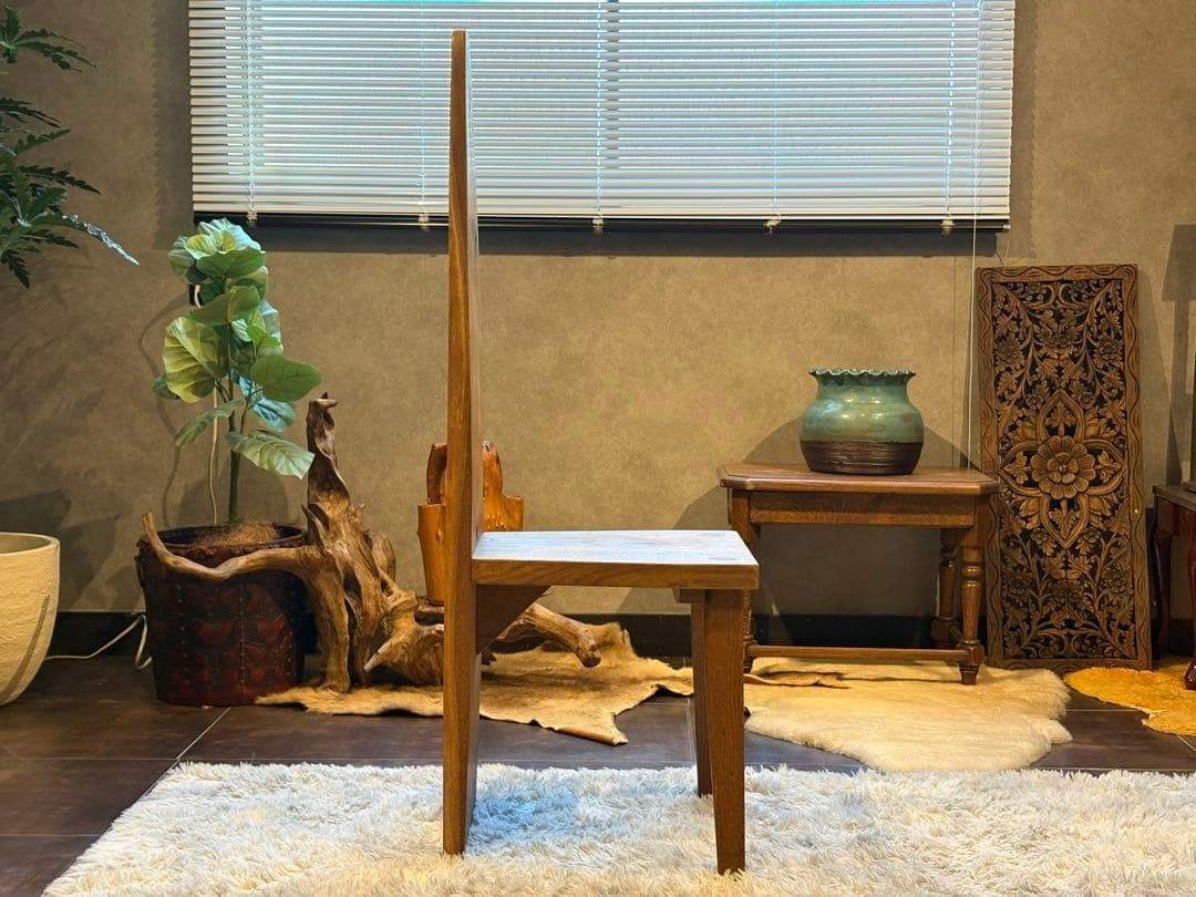 ③ 希少　レトロ　無垢材　ヴィンテージ　カフェ　店舗什器　ハイバックチェア　In