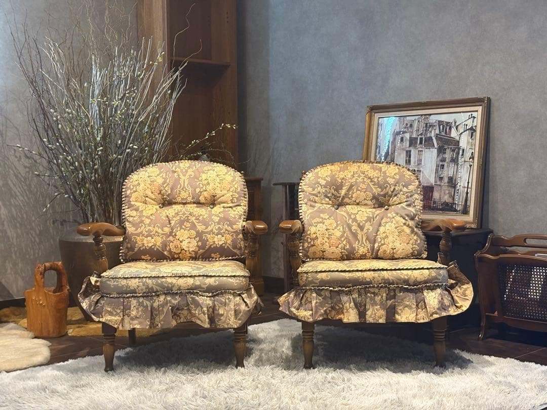 飛騨産業　キツツキ　アームチェア　アームソファ　オットマン　アンティーク　YZ