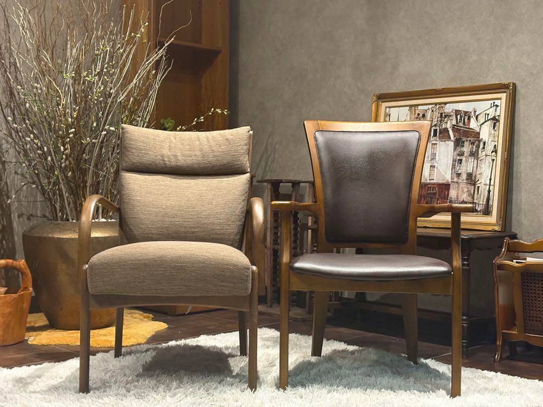 ダイニングチェア　リビングチェア　レザー　ファブリック　アンティーク　In