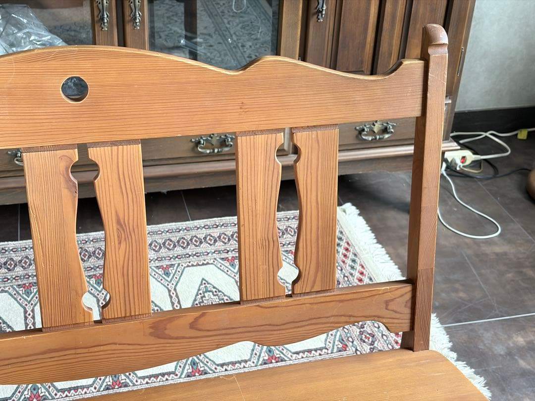 カントリー　ワイドソファ　パイン材　ベンチチェア　ウッドチェア　IK
