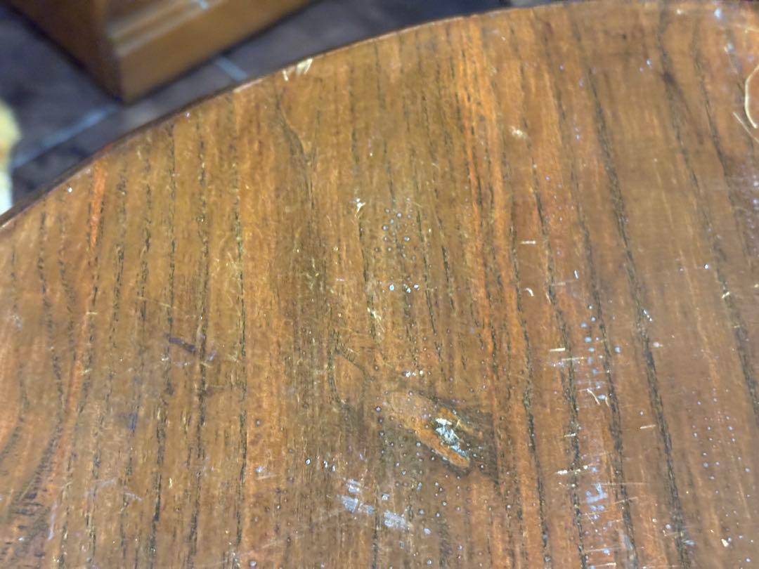 無垢材　アンティーク　コンソール　円形　サイドテーブル　ナイトテーブル　SG