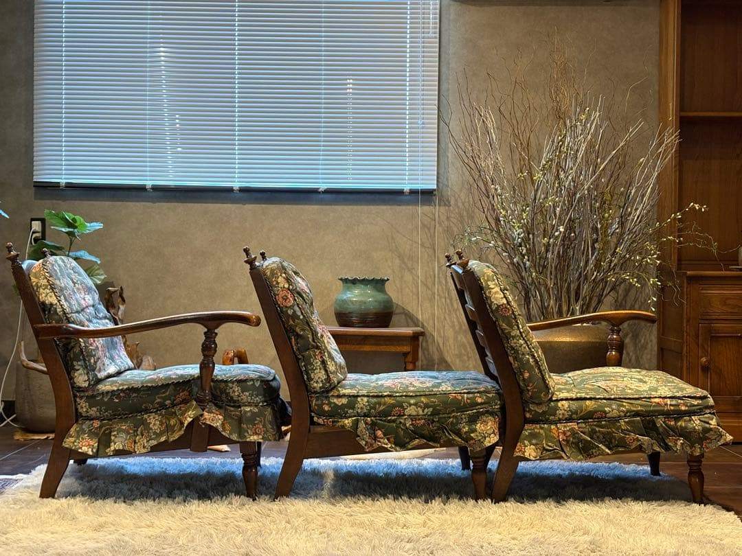 飛騨産業 キツツキマーク 3人掛けセパレートソファ オットマン ビンテージ RZ