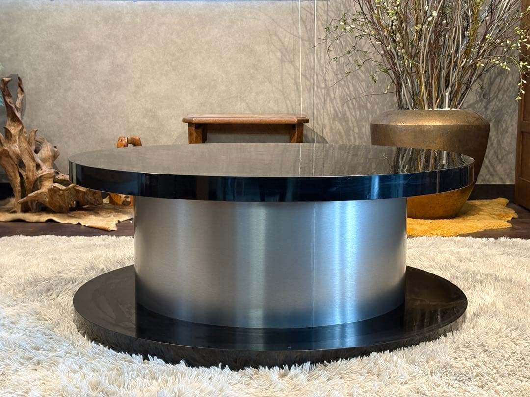 ラウンドテーブル センターテーブル 円卓 ブラック モダンデコ nZ