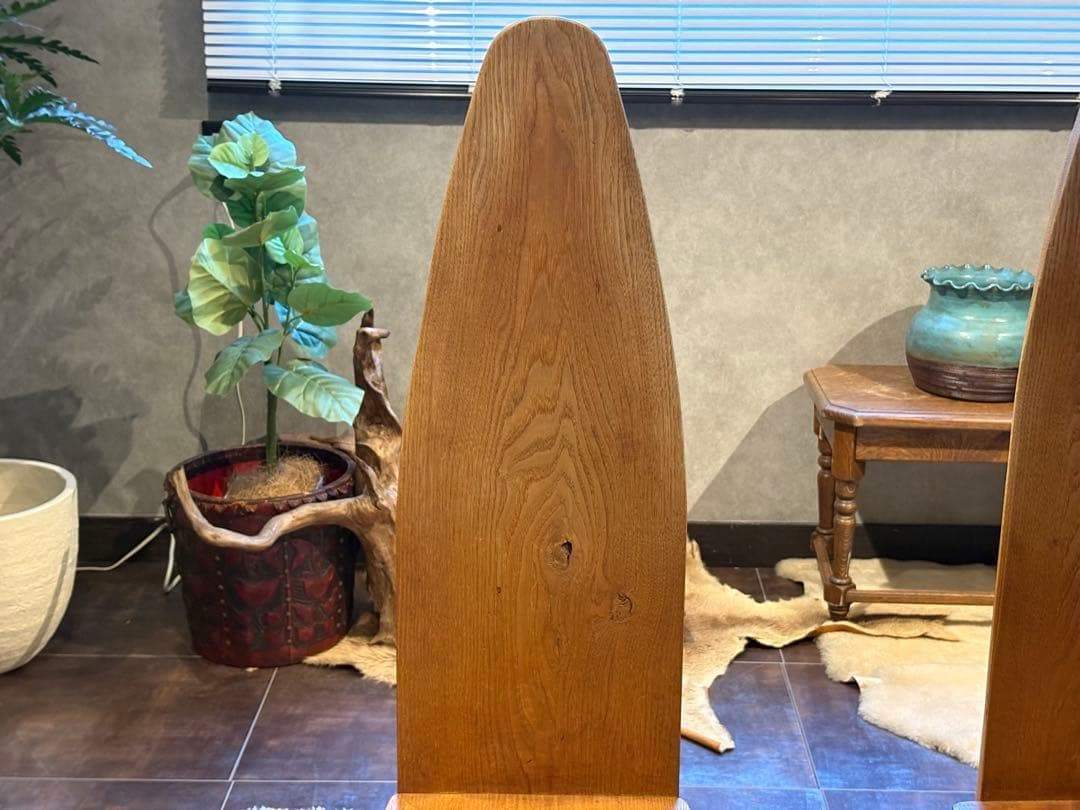 ② 希少　レトロ　無垢材　ヴィンテージ　カフェ　店舗什器　ハイバックチェア　nY