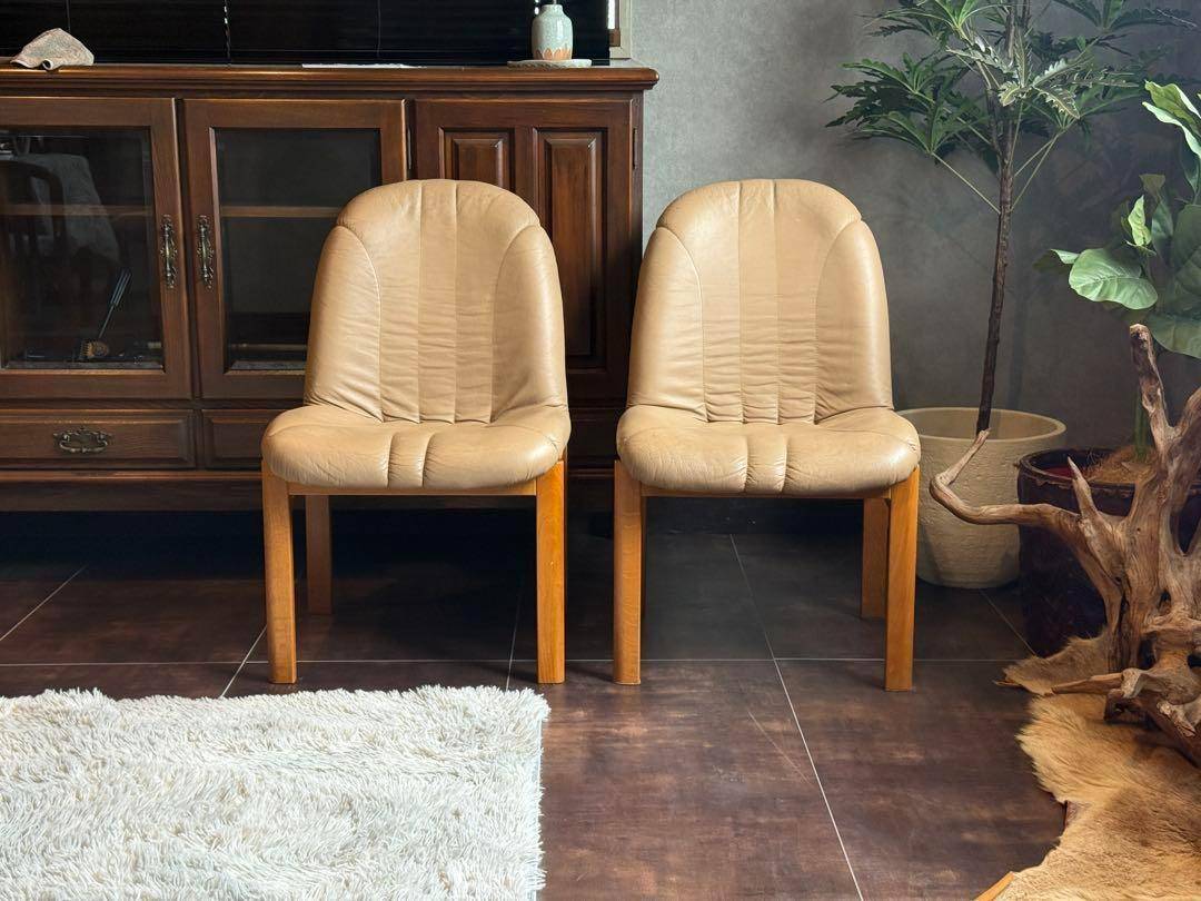 ① FUKURA フクラ　レザー　ヴィンテージ　レトロ　本革　ミッドセンチュリー