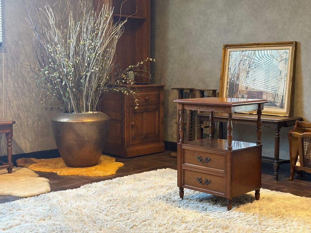 アンティーク ビンテージ 電話台 FAX台 キャビネット チェスト G
