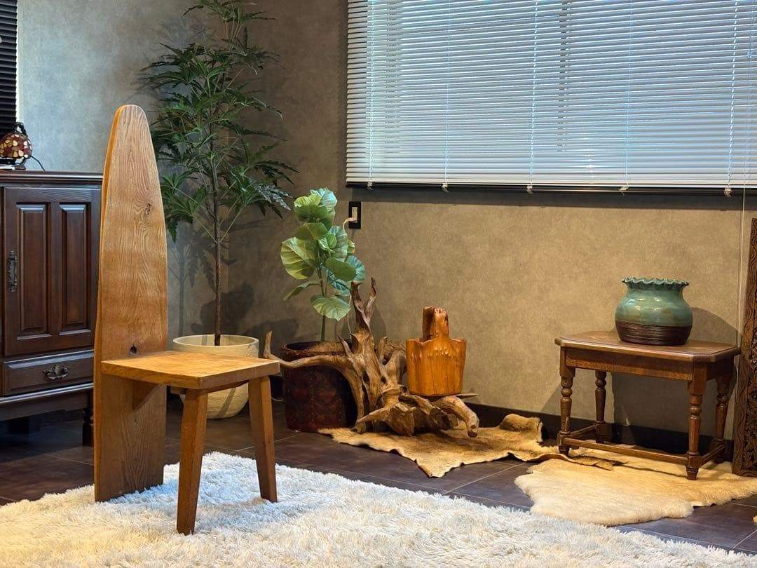 ③ 希少　レトロ　無垢材　ヴィンテージ　カフェ　店舗什器　ハイバックチェア　In