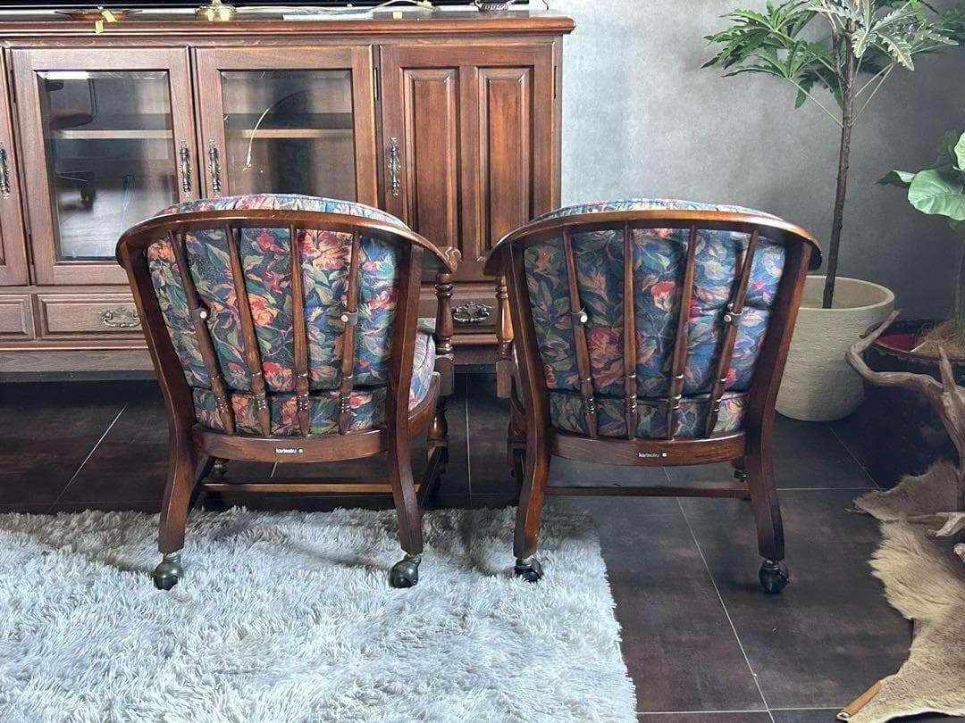 ②カリモク karimoku アームチェア　ヴィンテージチェア　2脚セット　GZ