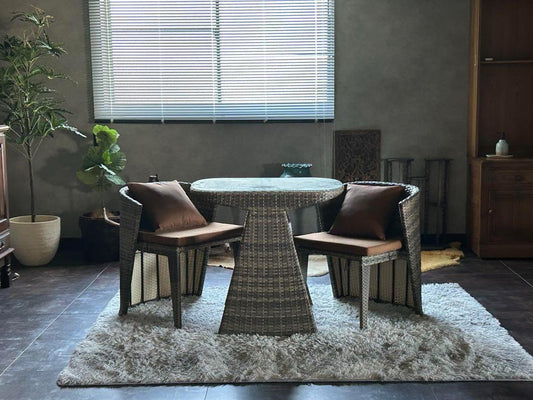 ラタンチェア　ガーデンテーブルセット　バルコニー　べランピング　コンパクト　RZ