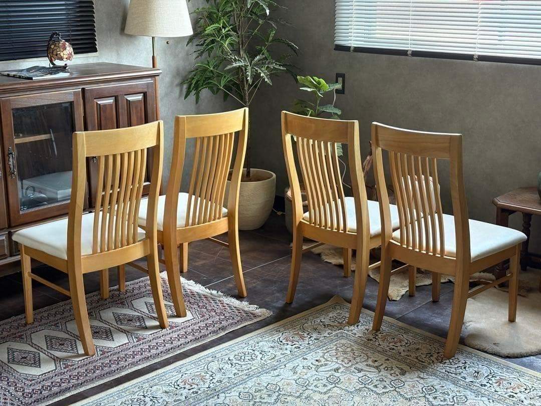 IDC 大塚家具 4脚セット ハイバックチェア モダン ナチュラル nZ