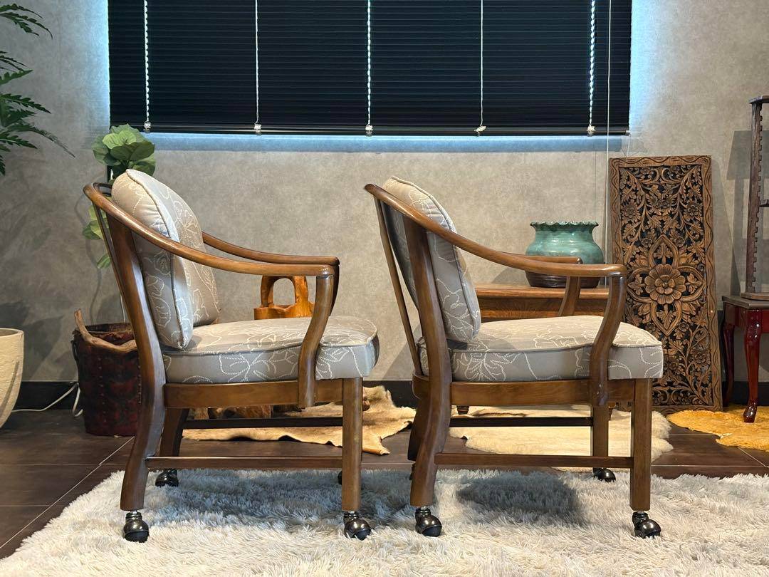 ②カリモク　karimoku アームチェア　アンティーク　ヴィンテージ