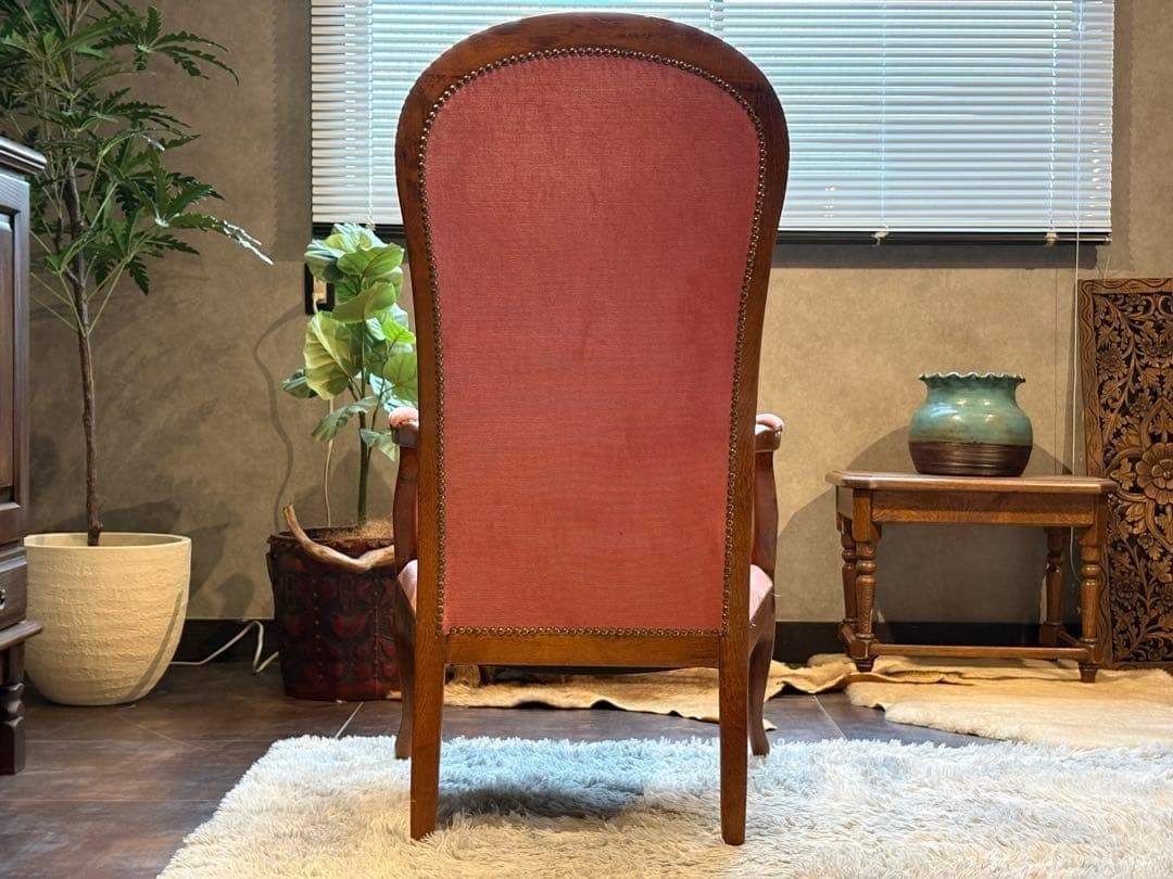 ① フランスアンティーク　輸入家具　ロココ　鋲打　リベット打　アームソファ　GG