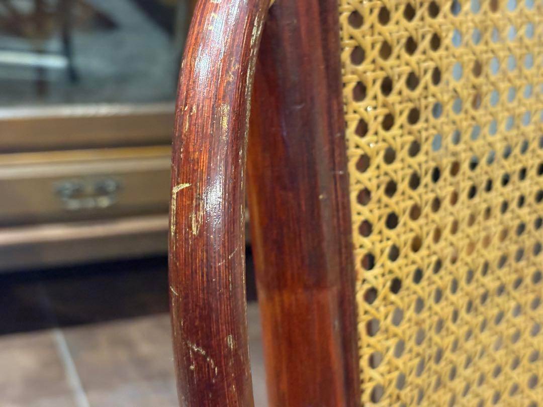 ヴィンテージ　ラタン　籐　ハイバックチェア　カゴメ編み　クラシック　2脚　RZ