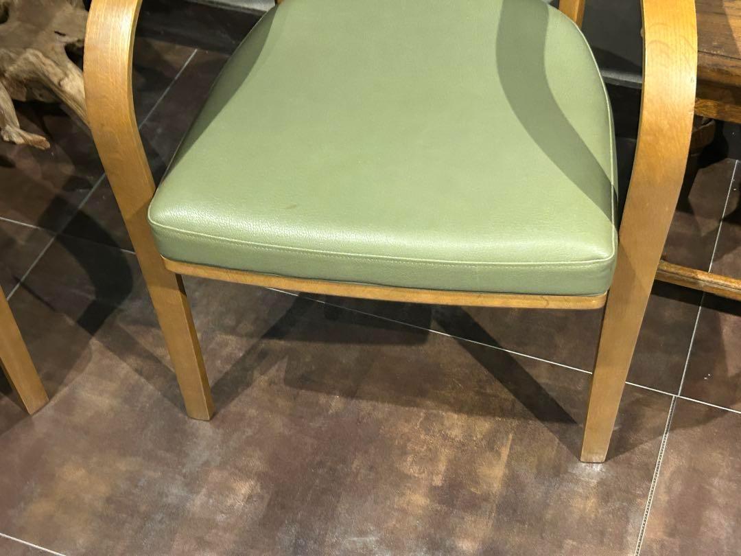 カリモク家具　karimoku アームチェア　グリーンレザー　ヴィンテージ　SZ