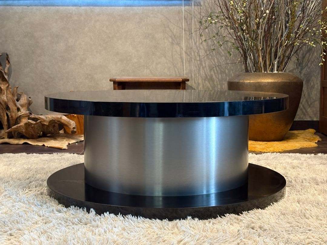 ラウンドテーブル センターテーブル 円卓 ブラック モダンデコ nZ