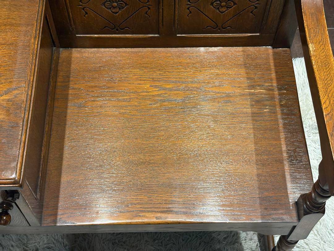 希少　英国　イギリス　テレフォンベンチ　ベンチ　オーク材　アンティーク SH