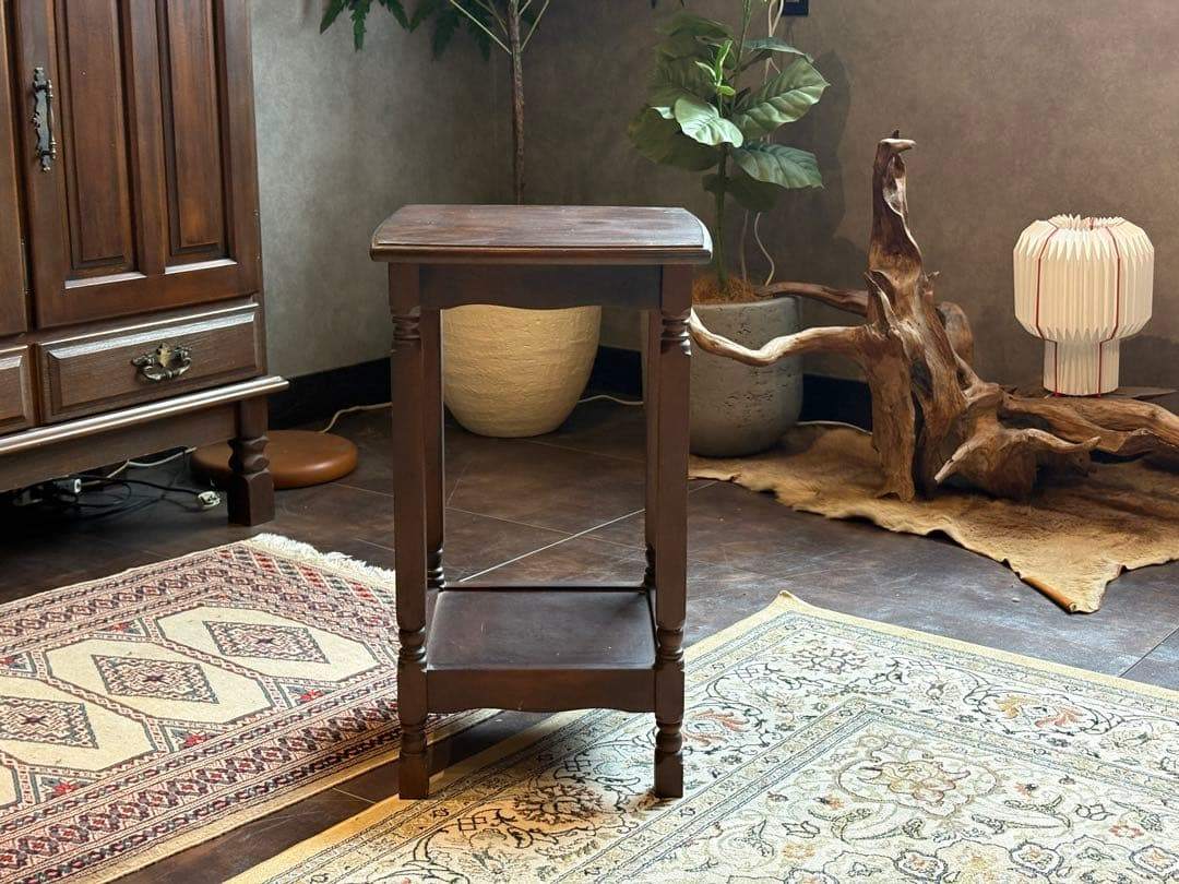フラワースタンド　レトロ　花台　台　ウッドスタンド　インテリア家具　S