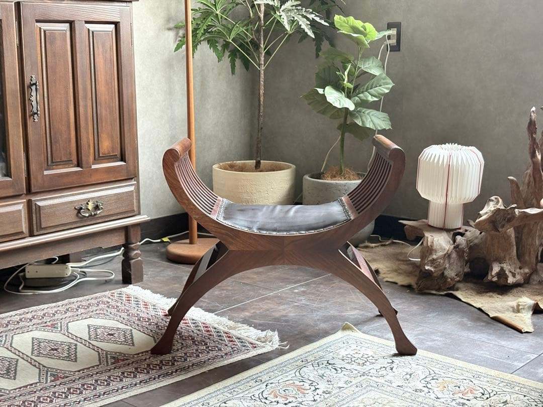 スツール　本革　レザー　リベット打　カルティニチェア　クラシック　SG