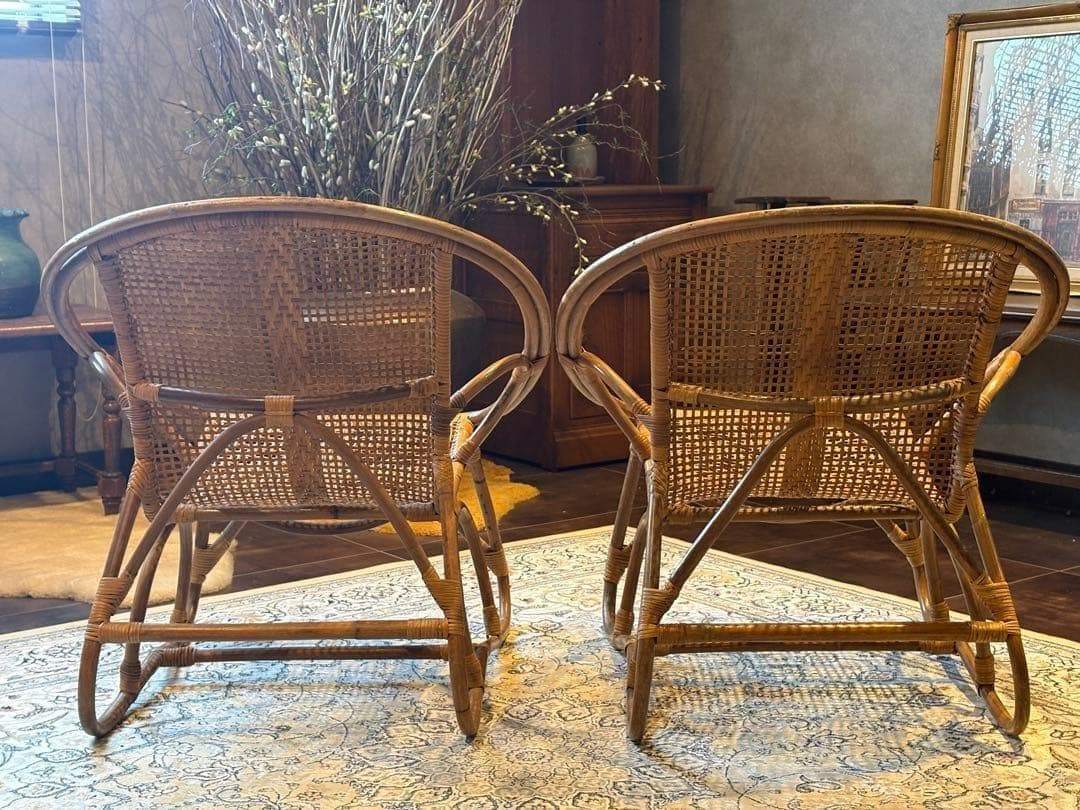 ラタン家具 籐家具 ラウンジチェア ローチェア アジアン ビンテージ nz