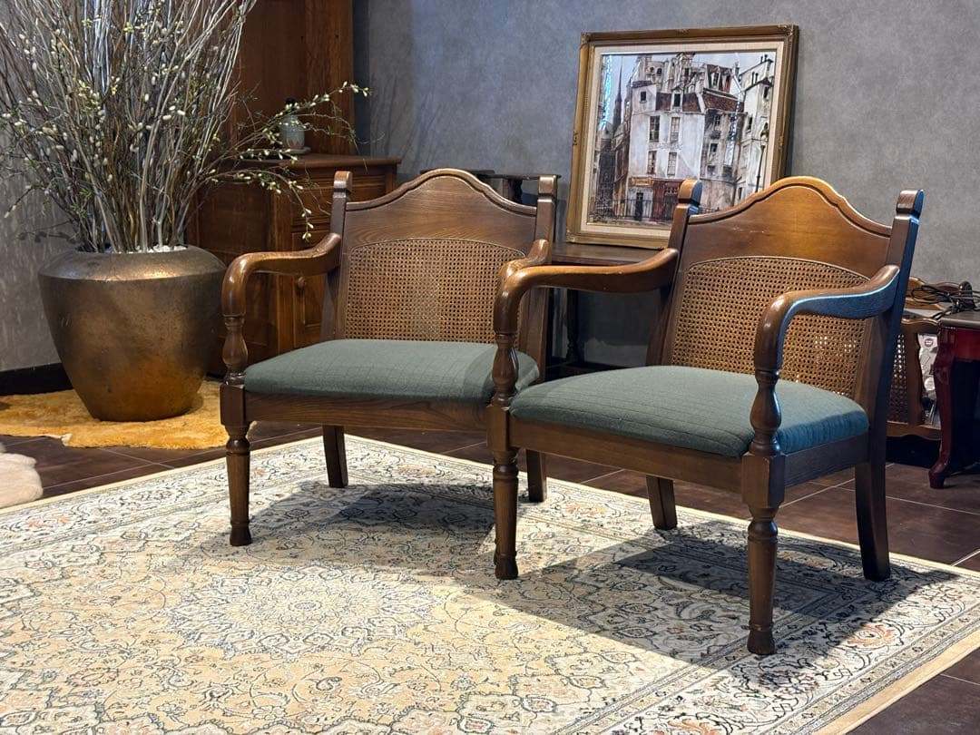 ①飛騨産業 キツツキマーク アームチェア ダイニングチェア リメイク IZ