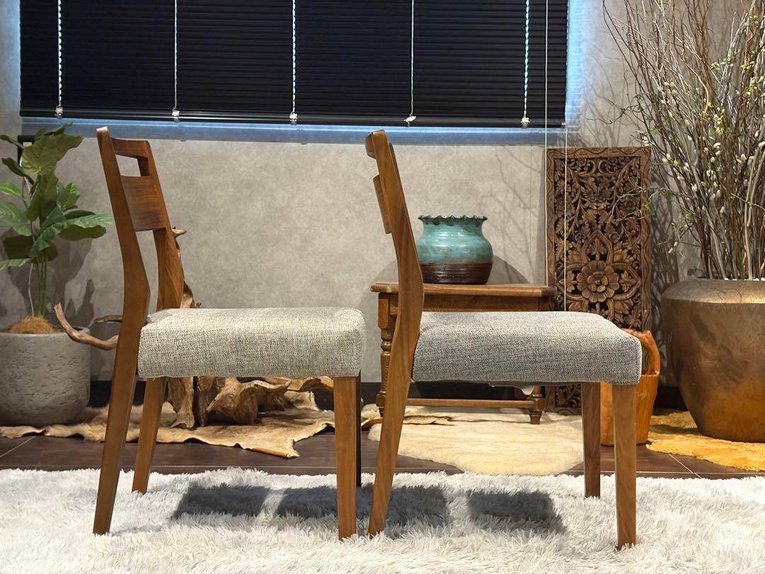 シンプル　モダン　ビンテージ　ウォールナット　ダイニングチェア　4脚セット　H