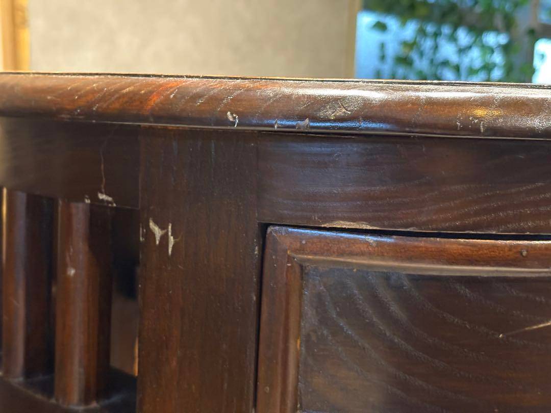 無垢材　アンティーク　コンソール　円形　サイドテーブル　ナイトテーブル　SG