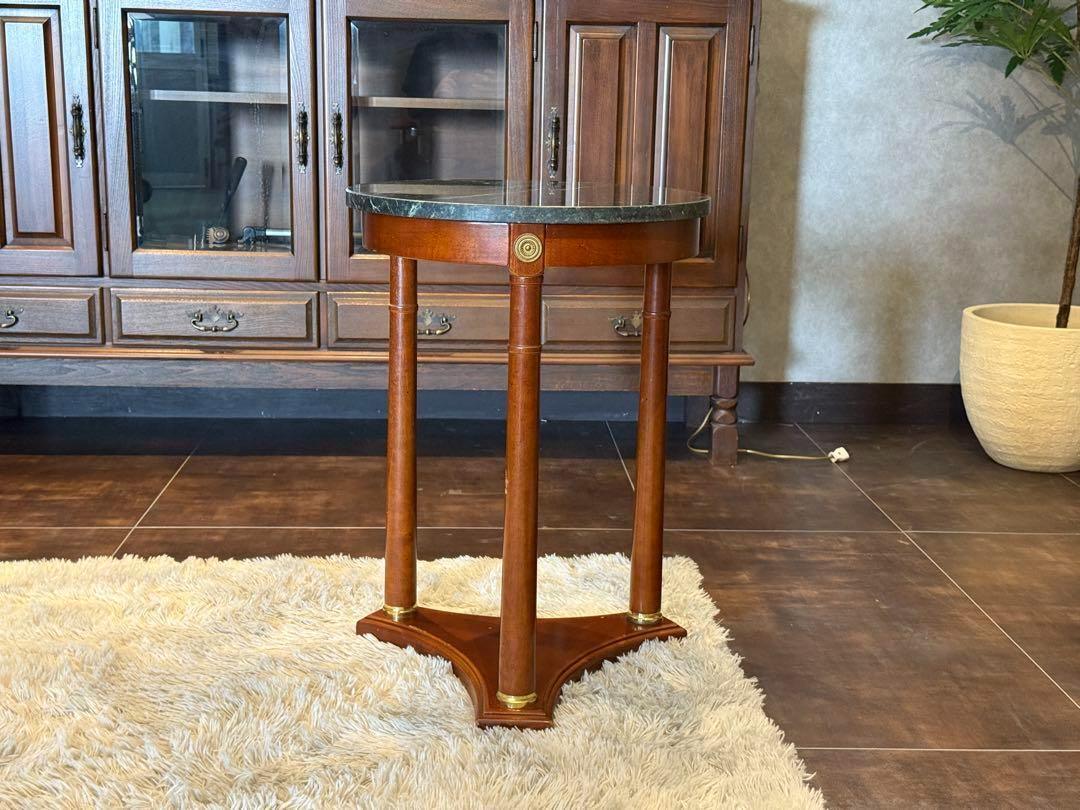 高級 大理石　コンソール　サイドテーブル　ラウンドテーブル　アンティーク　IG