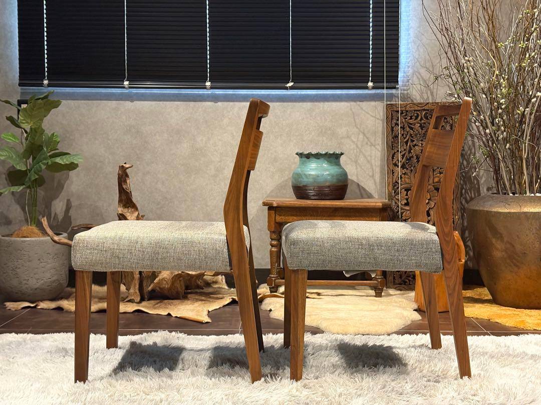 シンプル　モダン　ビンテージ　ウォールナット　ダイニングチェア　4脚セット　H