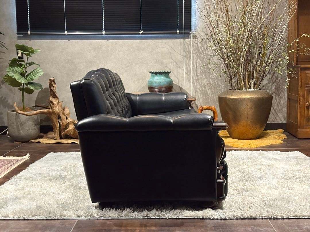 karimoku カリモク　3人掛けソファ　3Pソファ　ボタンダウン　本革　IZ