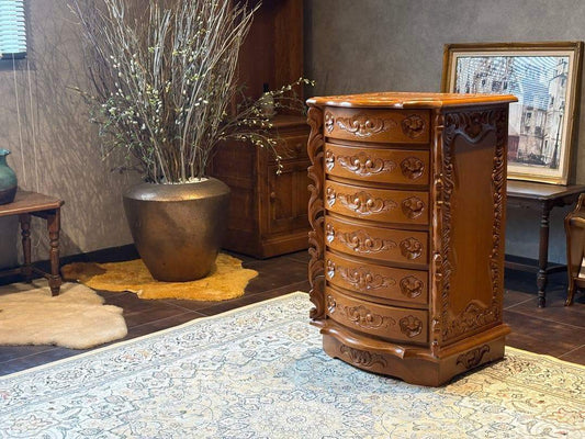 木彫り 6段チェスト コンソール アンティーク ヴィンテージ ビンテージ SG