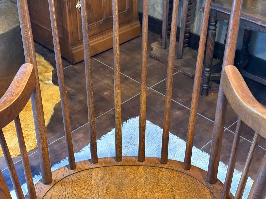 ②飛騨産業 キツツキマーク ロッキングチェア ダイニングチェア ビンテージ nG