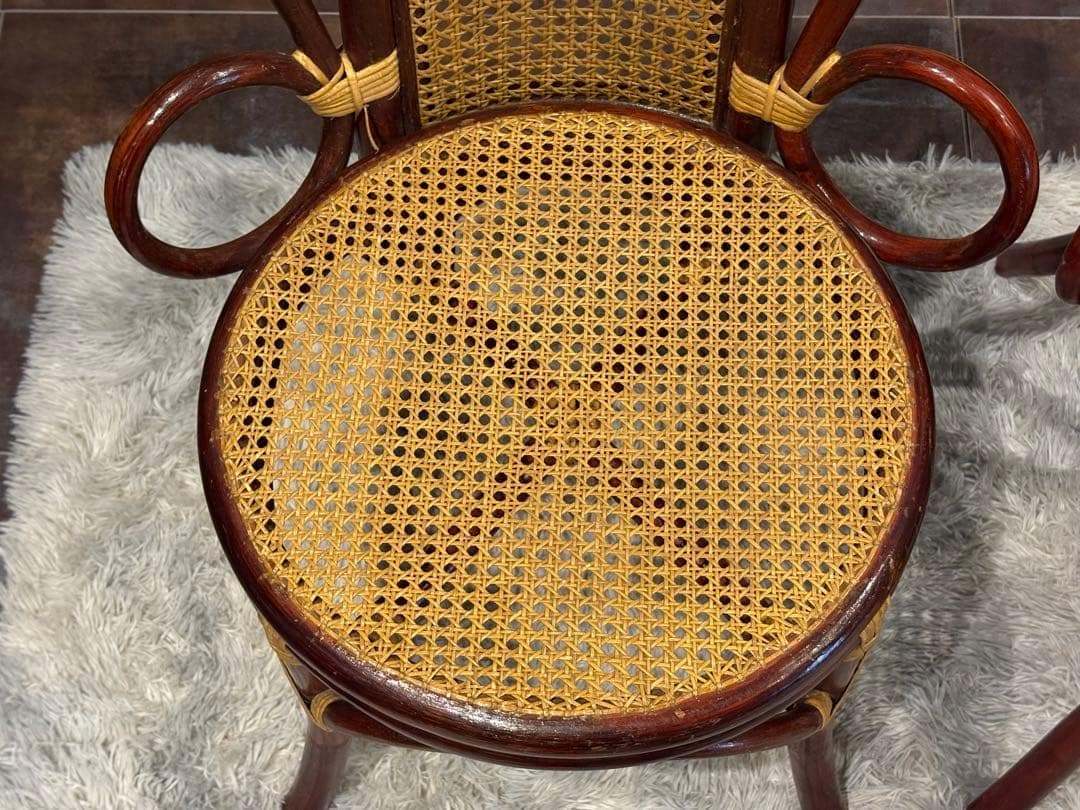 ヴィンテージ　ラタン　籐　ハイバックチェア　カゴメ編み　クラシック　2脚　RZ