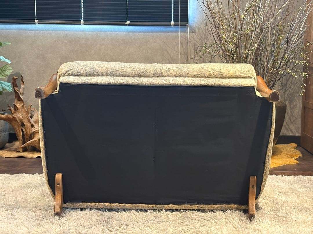 2人掛けソファ 2Pソファ ファブリック生地 アンティーク ビンテージ nZ