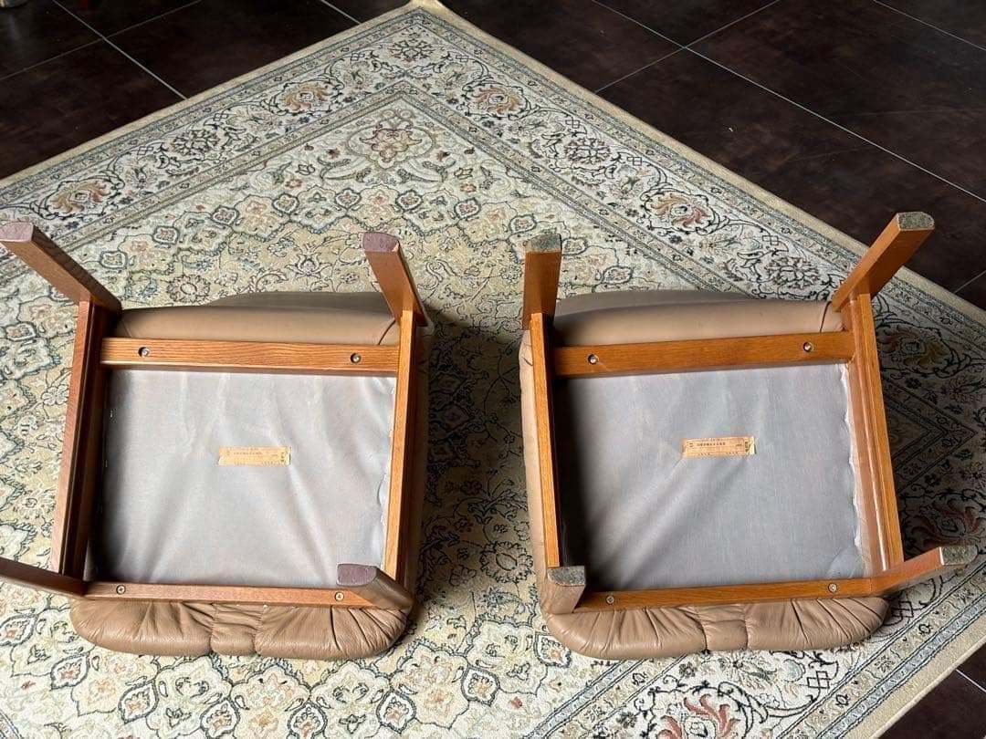 ①HUKLA フクラ　レザー　ヴィンテージ　レトロ　本革　ミッドセンチュリー