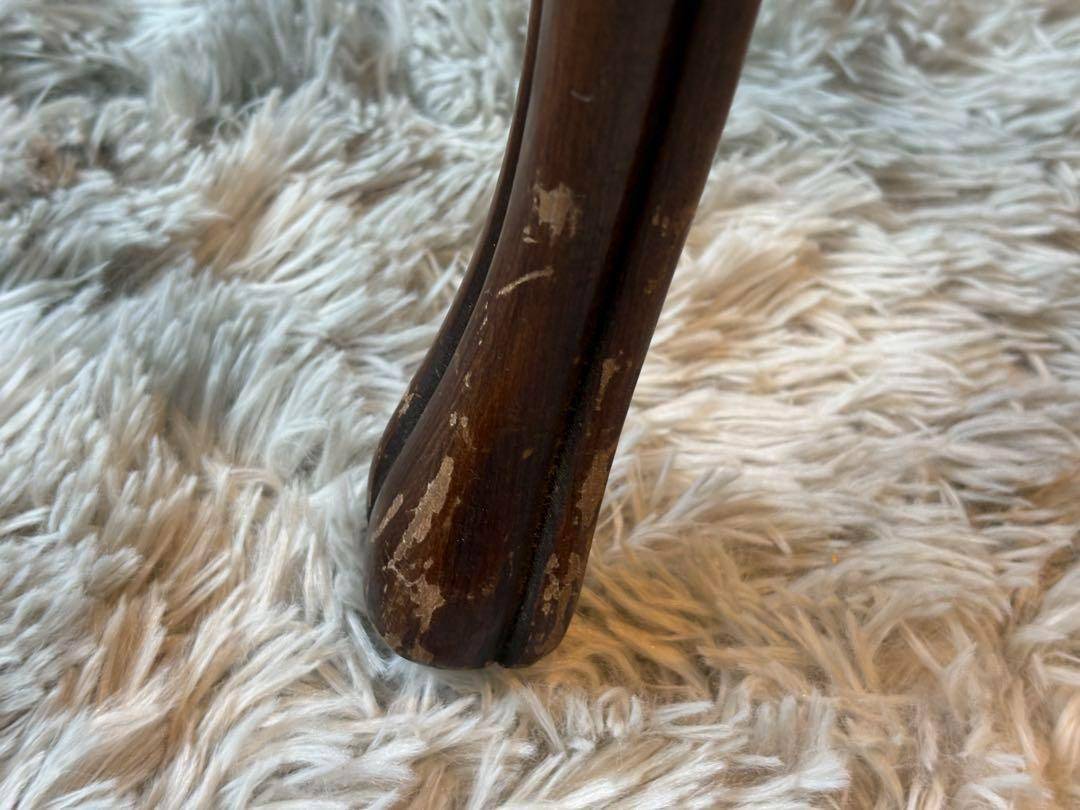 希少　猫脚　クラシック　アンティークチェア　木彫り　レッドボタンダウン　SZ