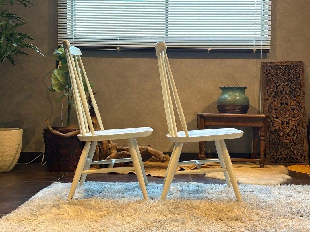 ①太平 ウィンザーチェア　ホワイト　ゴールドスミスチェア　2脚セット　IZ