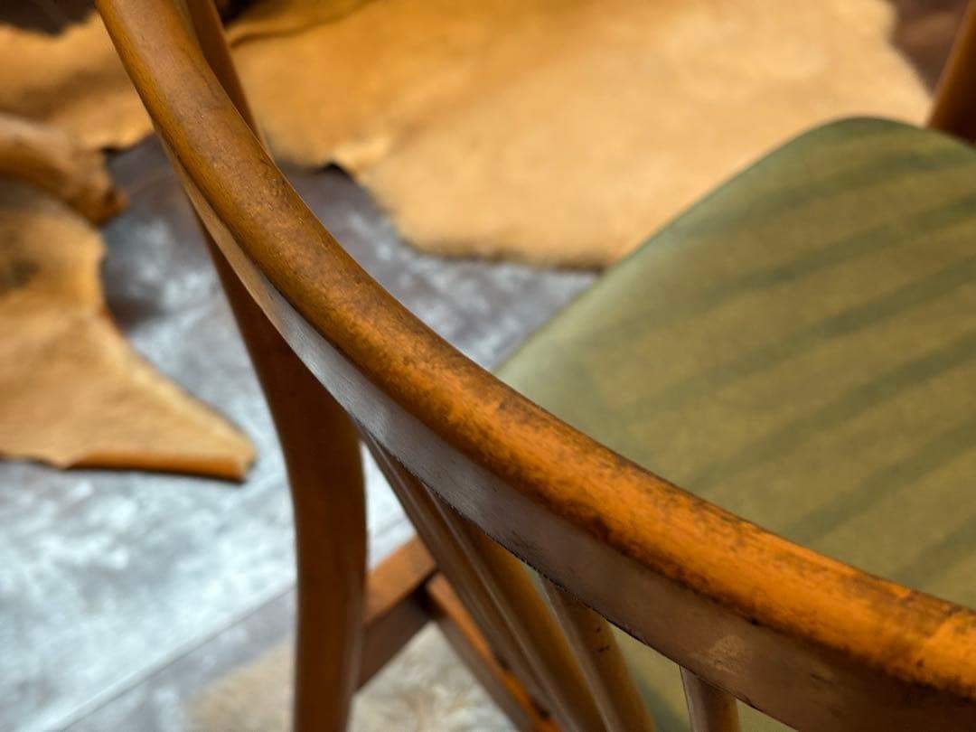 レトロ　飛騨産業 キツツキマーク ビンテージ　スポークチェア　4脚セット　Sn