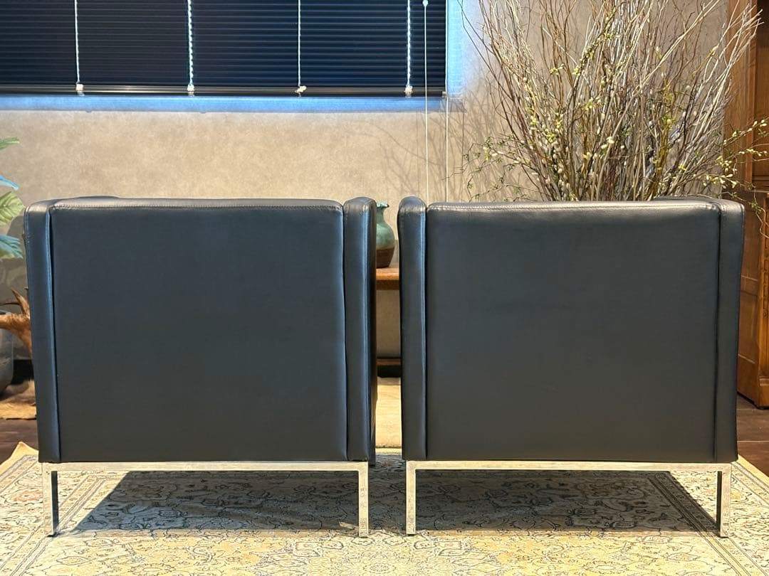 ②ブラック モダン 1人掛けソファ 1Pソファ 合皮レザー アンティーク SG