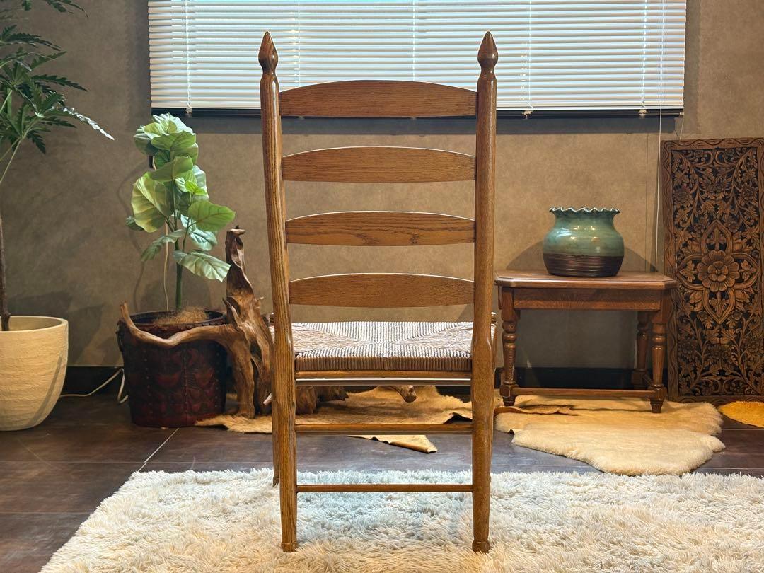 ①　アンティーク　ヴィンテージ　オリバー　ラッシュシート　ハイバックチェア　GZ