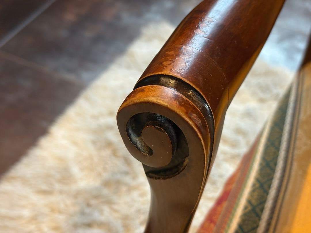 希少　クラシック　ストライプ　ヨーロピアン　鋲打ち　アームチェア　リベット　SZ