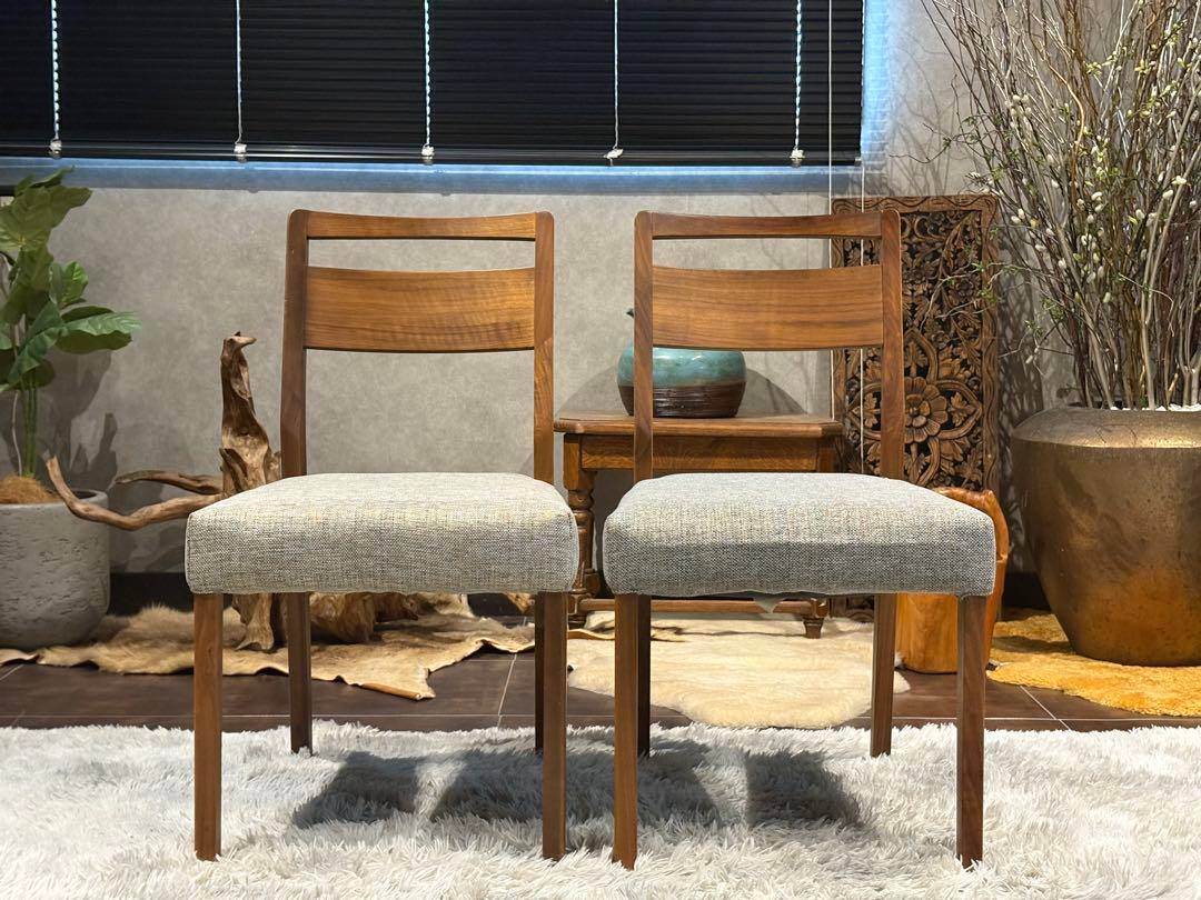 シンプル　モダン　ビンテージ　ウォールナット　ダイニングチェア　4脚セット　H