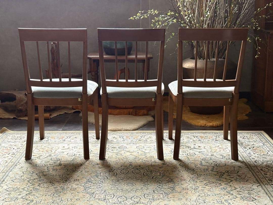 飛騨産業　キツツキマーク　スウェード　スポークチェア　レトロ　3脚セット　IG