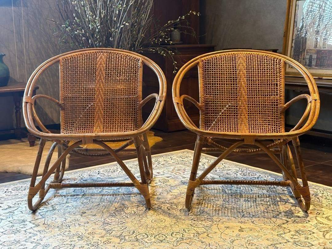 ラタン家具 籐家具 ラウンジチェア ローチェア アジアン ビンテージ nz